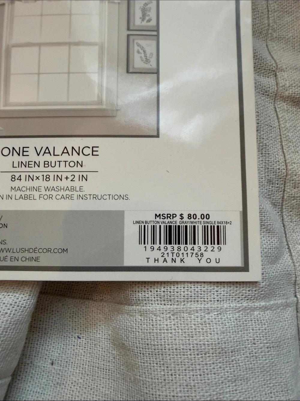 Lush Decor Neutral Beige Pleated Button-Accent Valance. MWT. 84” x 18” + 2”